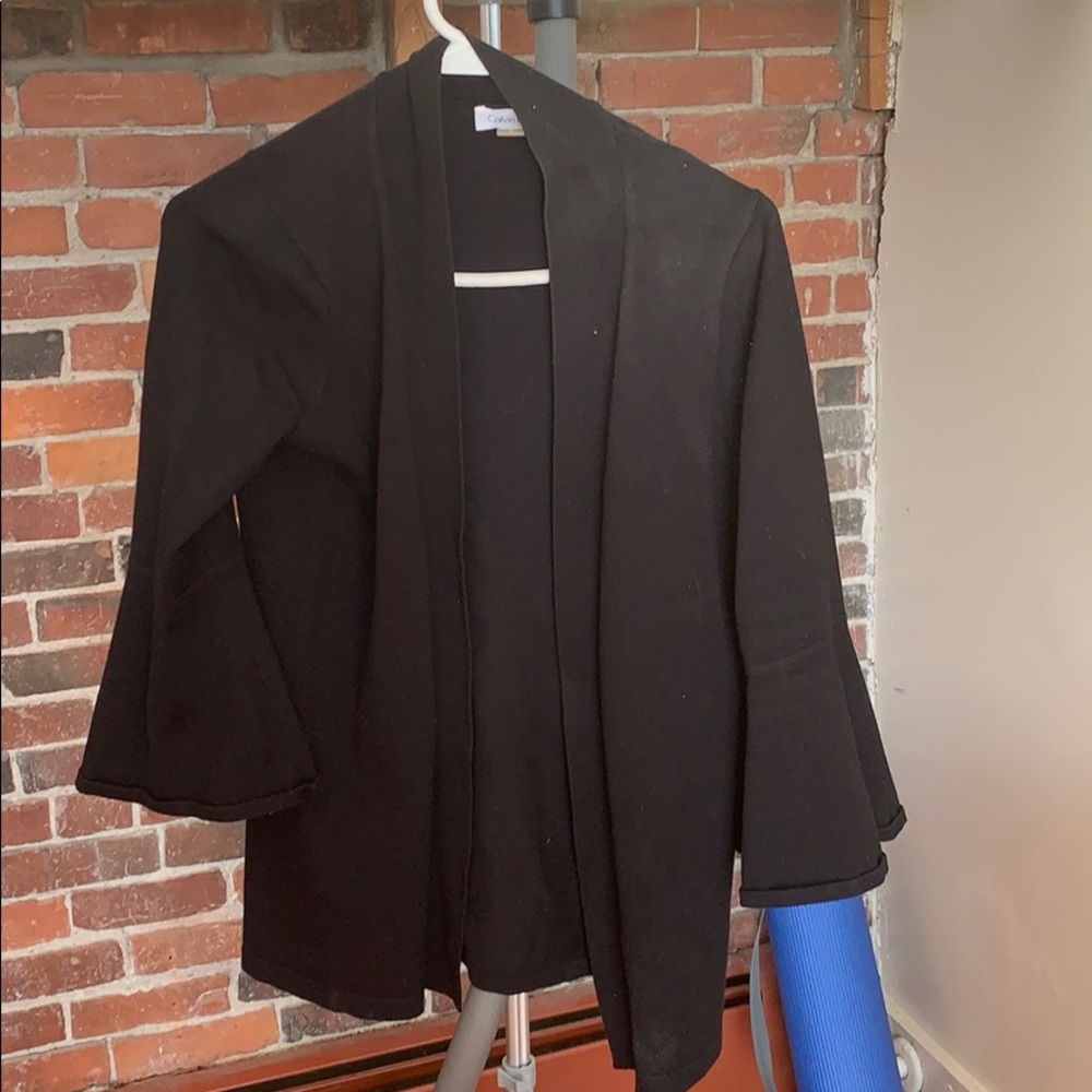 Calvin Klein black bell sleeve cardigan